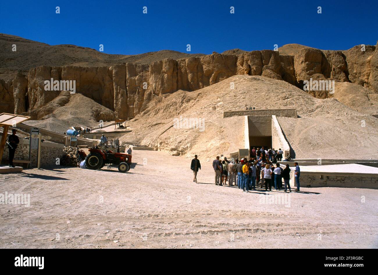 Luxor Egypt Valley of the Kings Visitors outside entrance to Tomb Stock Photo