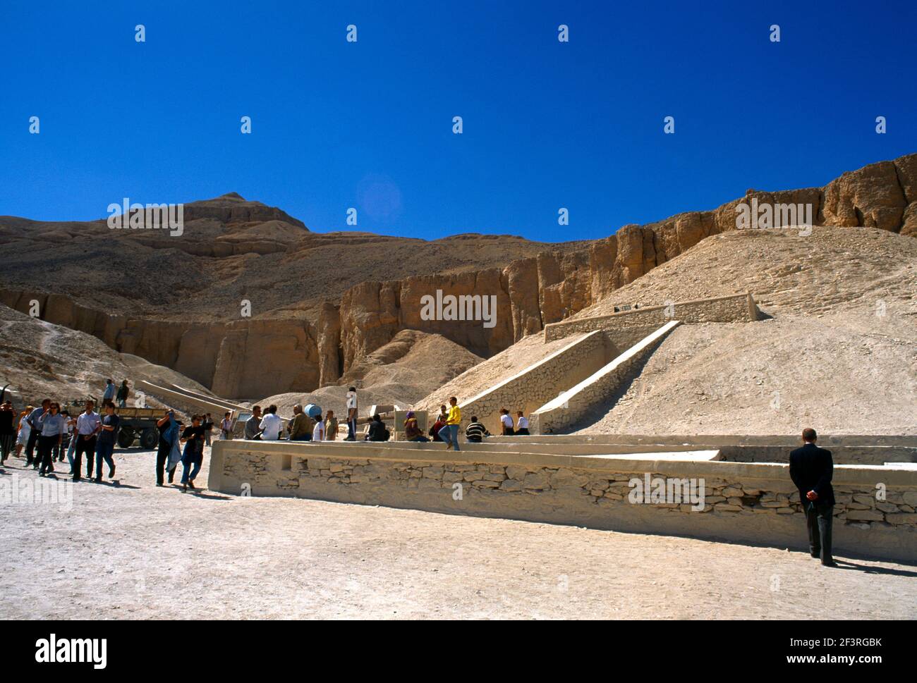 Luxor Egypt Valley of the Kings Visitors at Entrance of a Tomb Stock Photo