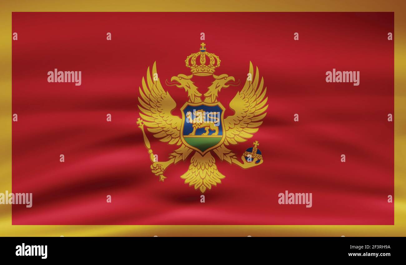 Montenegro flag with waving grunge texture. Vector background. Stock Vector