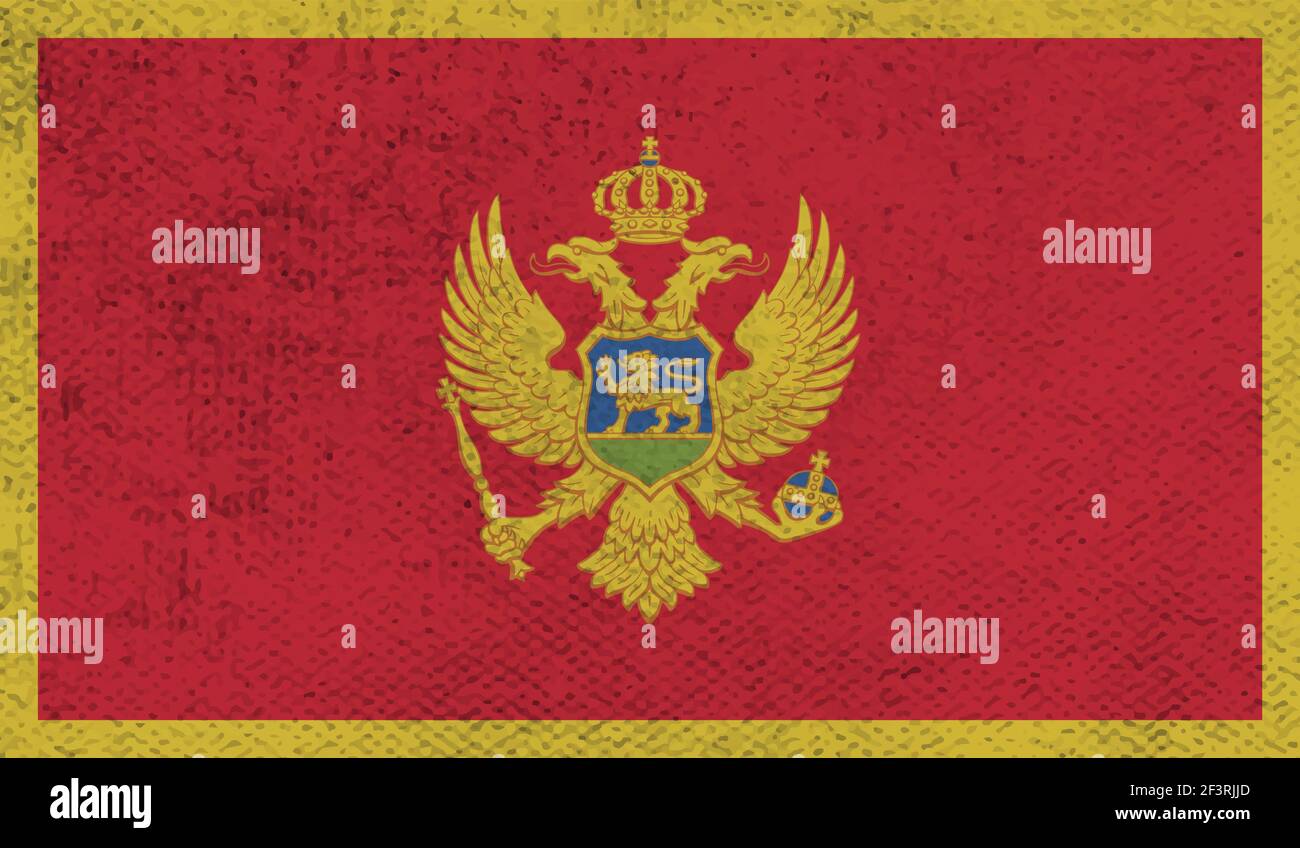 Montenegro flag with waving grunge texture. Vector background. Stock Vector