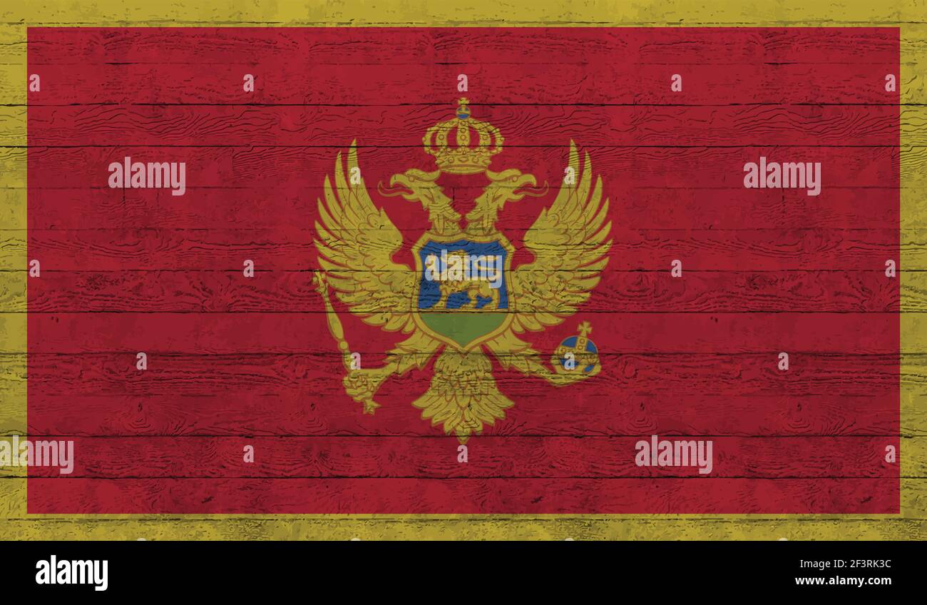Montenegro flag with waving grunge texture. Vector background. Stock Vector