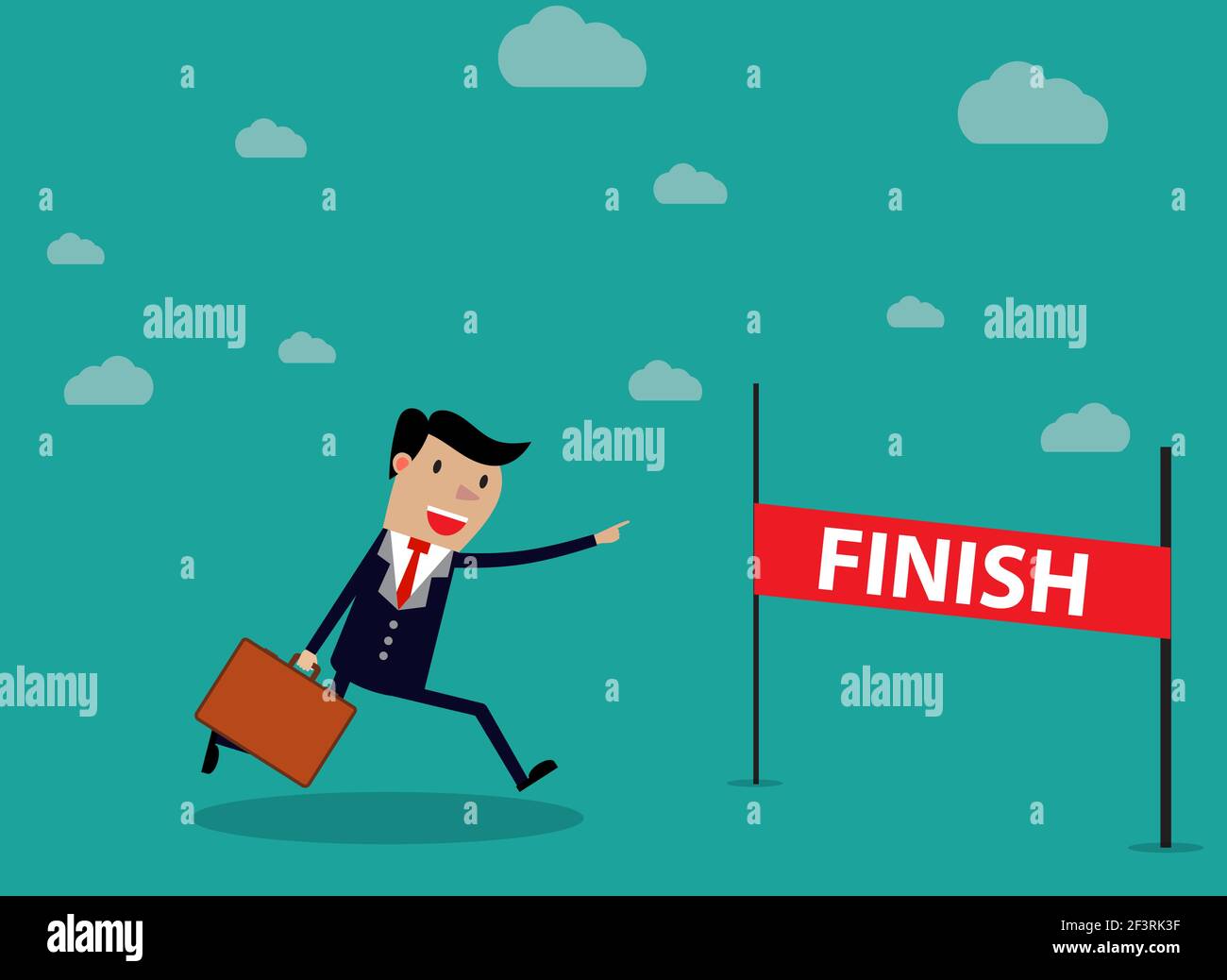 Businessman Run Cross Finish Line Stock Vector Image & Art Alamy