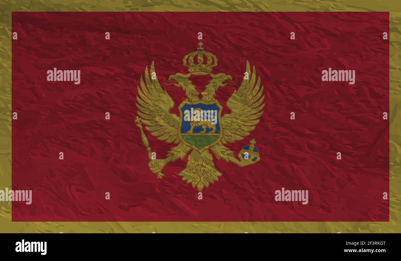 Montenegro flag with waving grunge texture. Vector background. Stock Vector
