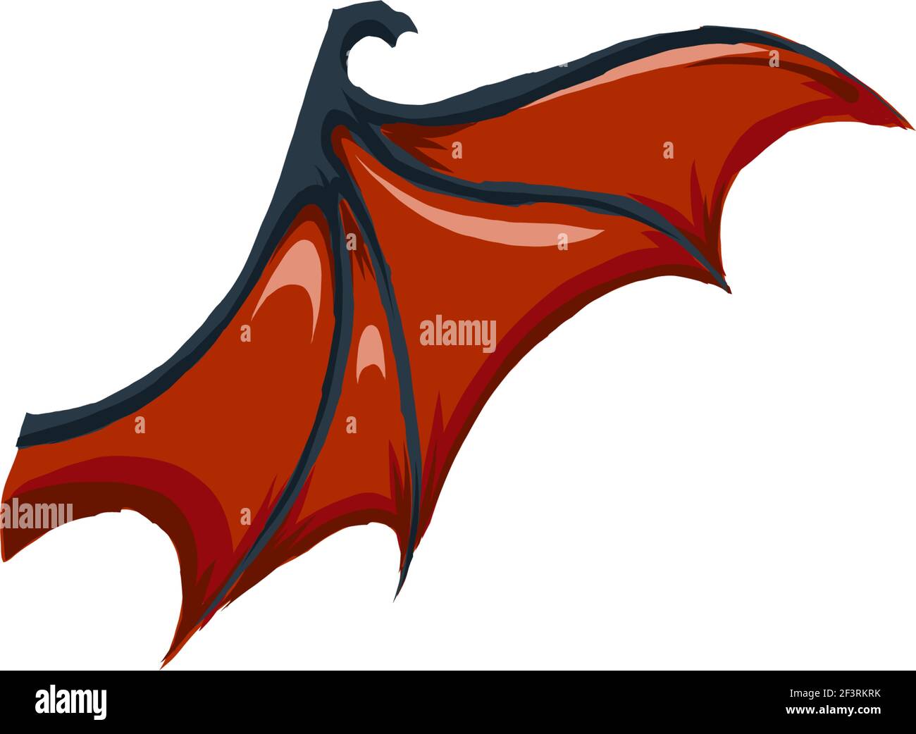illustration pumpkin face with red bat wings Stock Vector