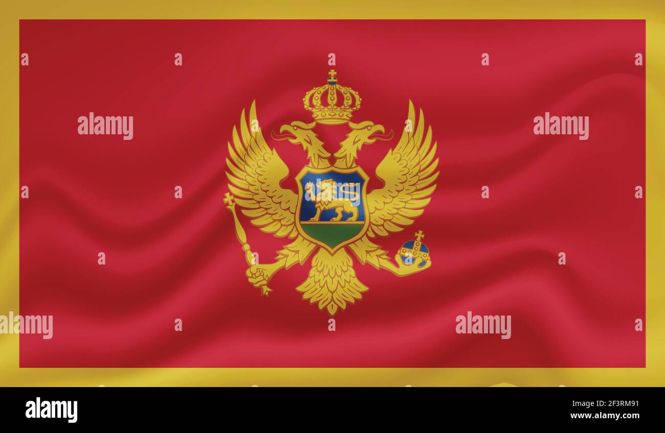 Montenegro flag with waving grunge texture. Vector background. Stock Vector