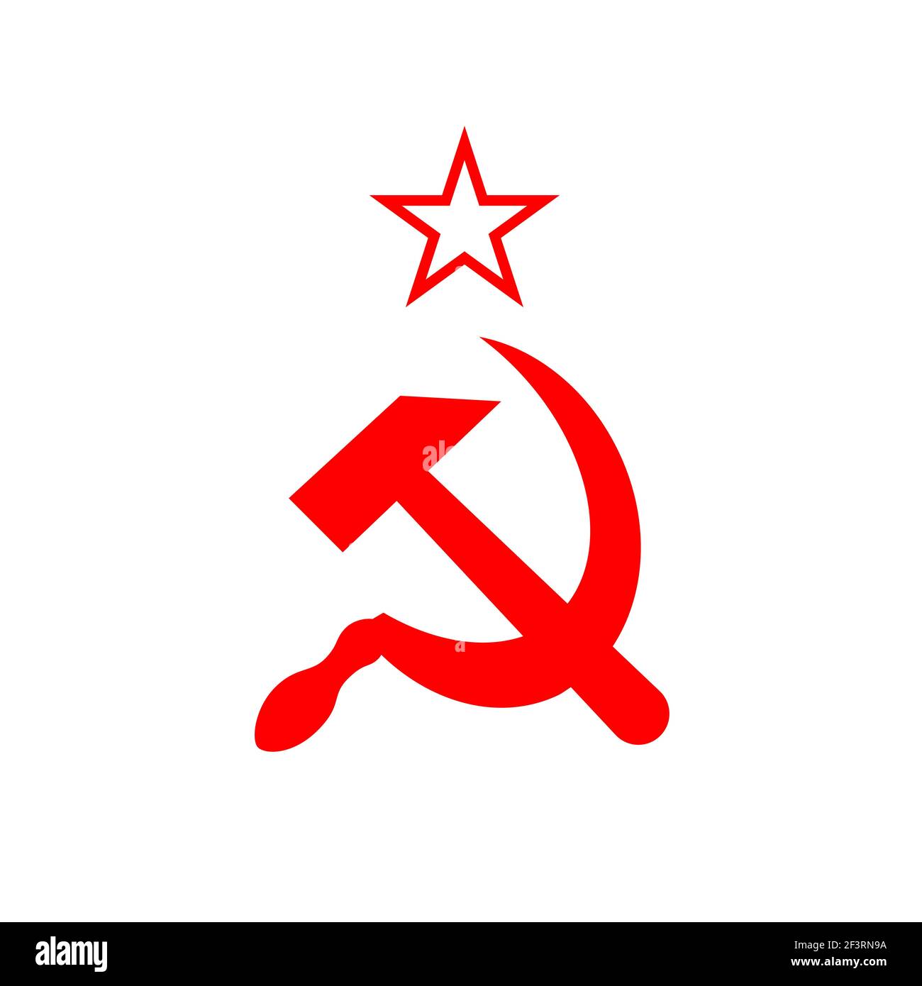 Red soviet sickle and hammer, communist USSR symbol isolated on white Stock Vector