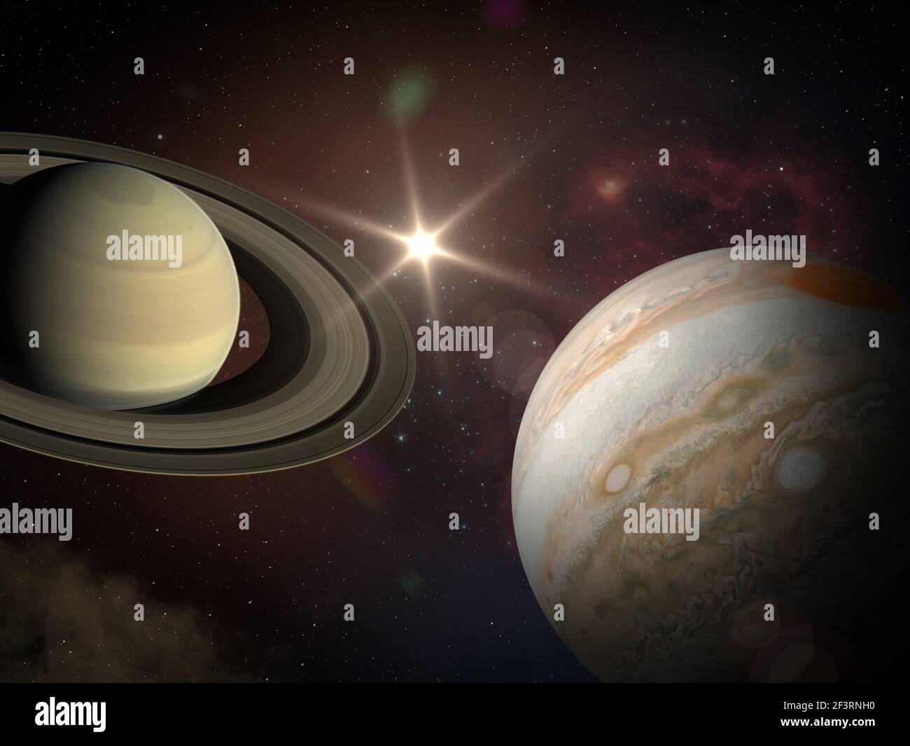 Great Conjunction Jupiter and Saturn Meet on Solstice. Rare Jupiter