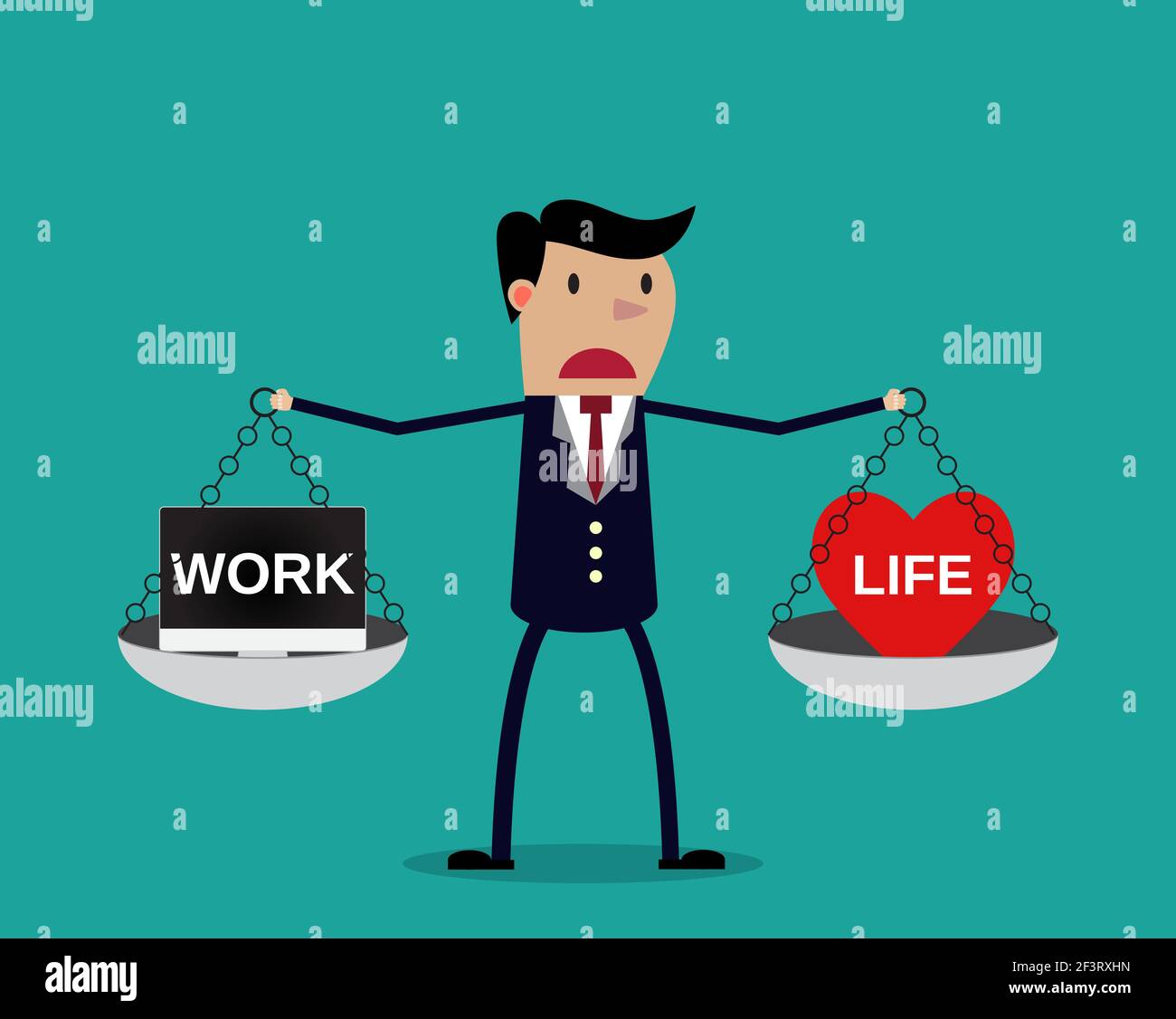 Cartoon businessman balancing Work and life Stock Vector Image & Art ...
