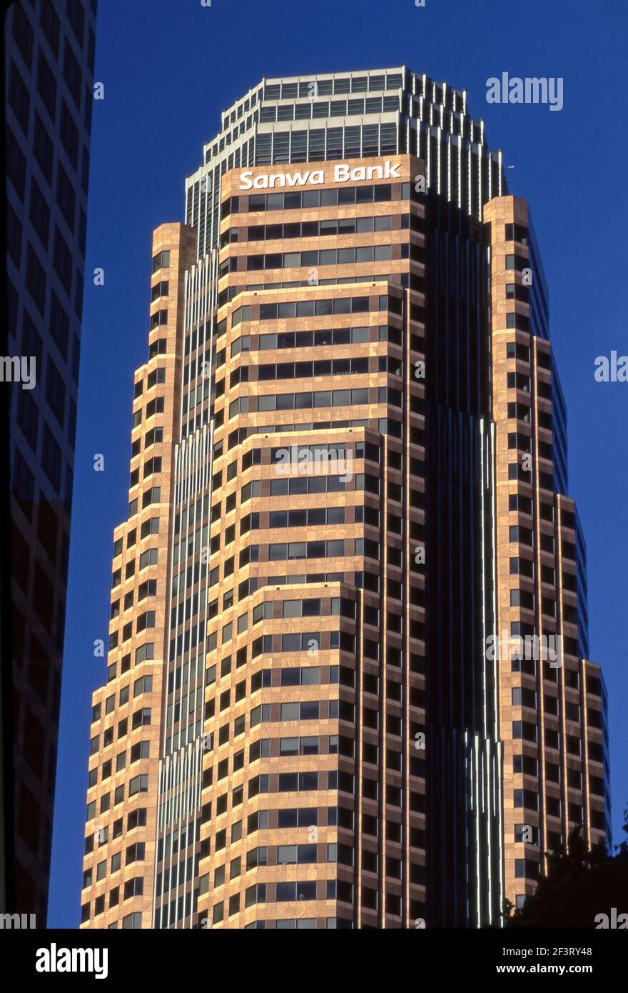 The Sanwa Bank tower in Downtown Los Angeles, CA Stock Photo