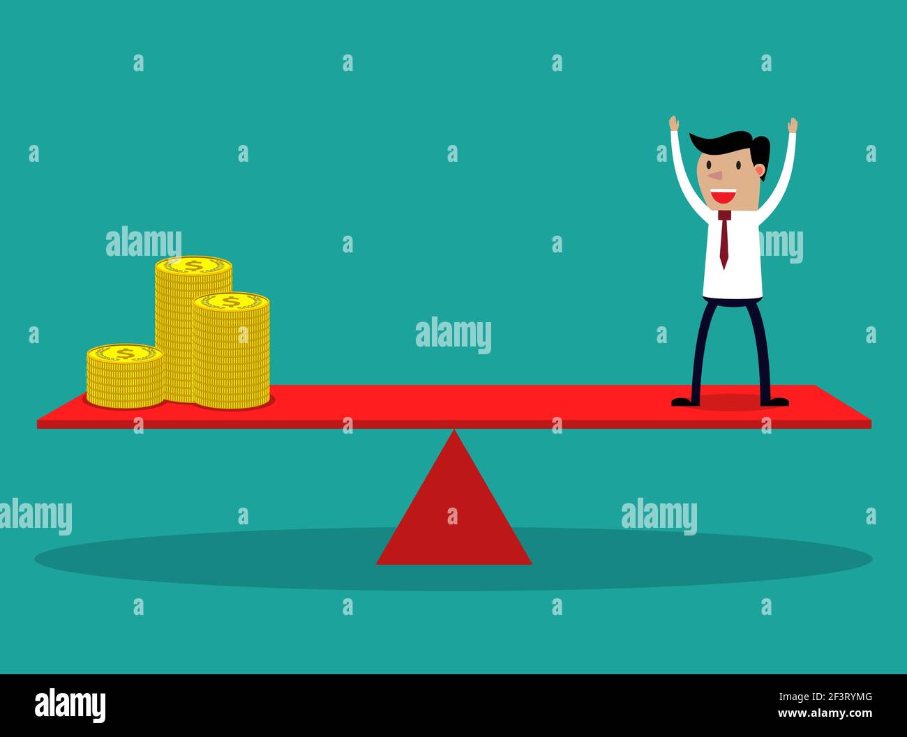 Businessman and golden coins Stock Vector