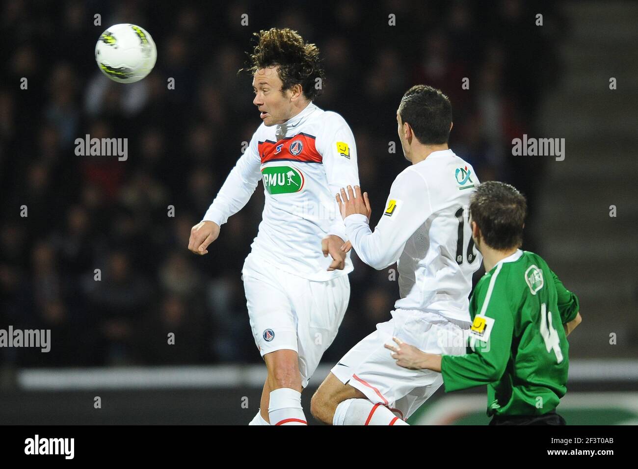 FOOTBALL - FRENCH CUP 2011/2012 - 1/32 FINAL - LOCMINE v PARIS SAINT GERMAIN - 8/01/2012 - PHOTO PASCAL ALLEE / DPPI - GOAL DIEGO LUGANO (PSG) Stock Photo