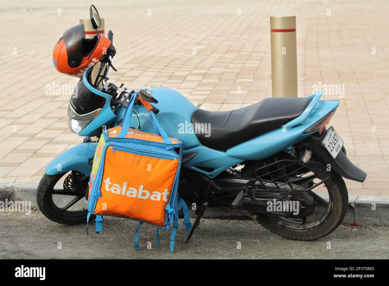 An online food delivery bike in Doha Qatar Stock Photo Alamy