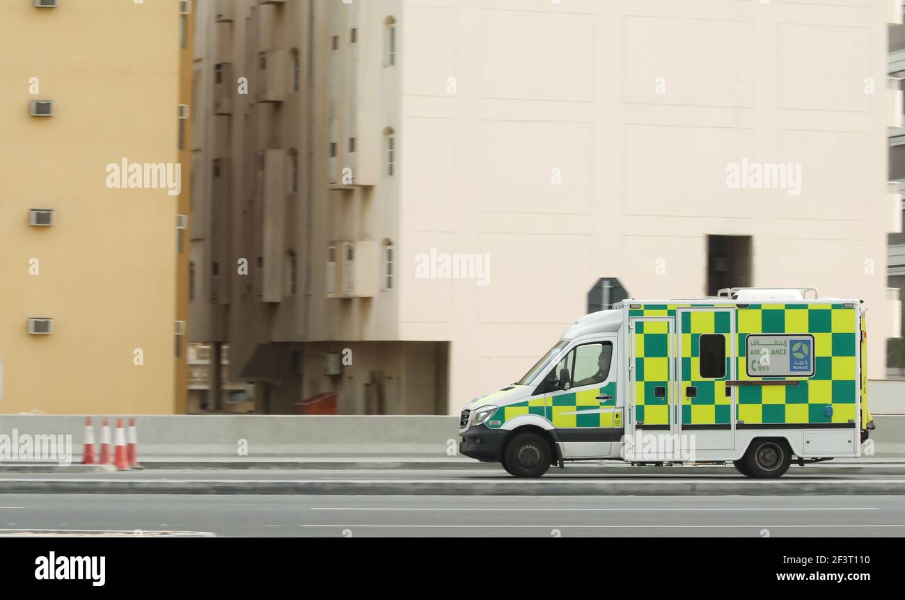 A view of government Hospital Ambulance in Doha, Qatar Stock Photo
