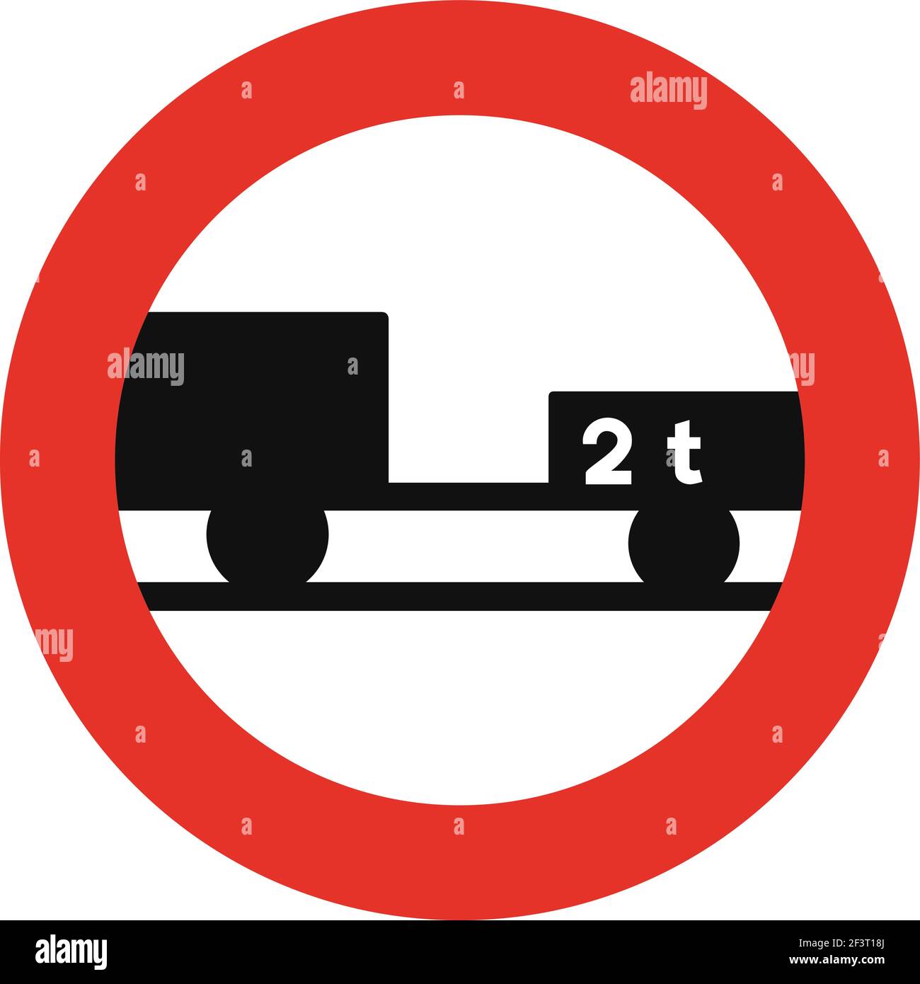 Rounded traffic signal in white and red, isolated on white background. Entry prohibited for motor vehicles with trailer Stock Vector