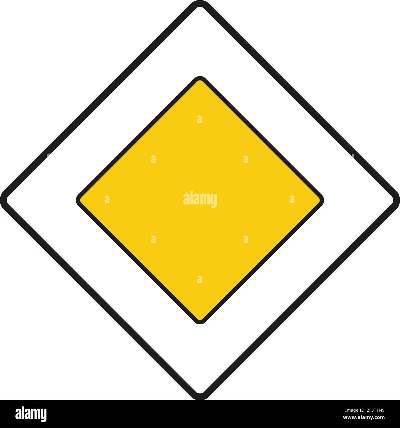 Rhomboid traffic signal in white and yellow, isolated on white background. Priority road Stock Vector