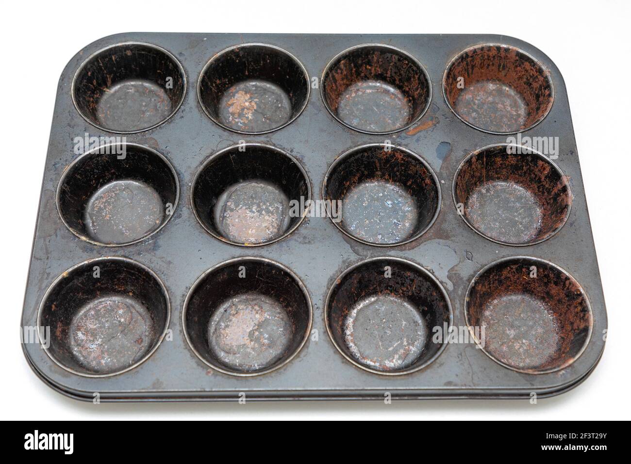 Burnt Nonstick Cupcakes Baking Mold Pan Tray Damaged Stock Photo Alamy