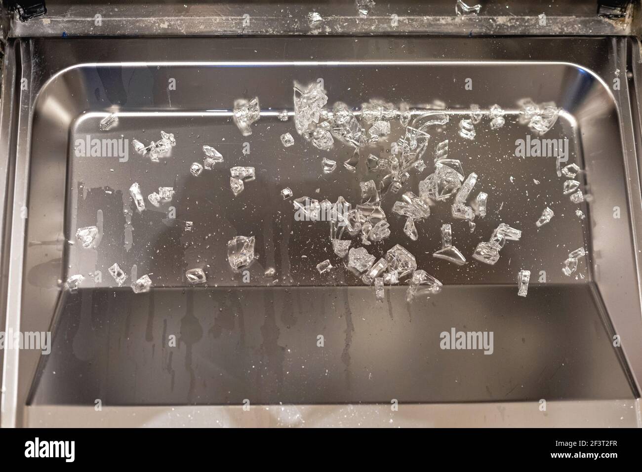 Broken Glass Pieces Shards in Dishwasher Machine Damage Stock Photo Alamy