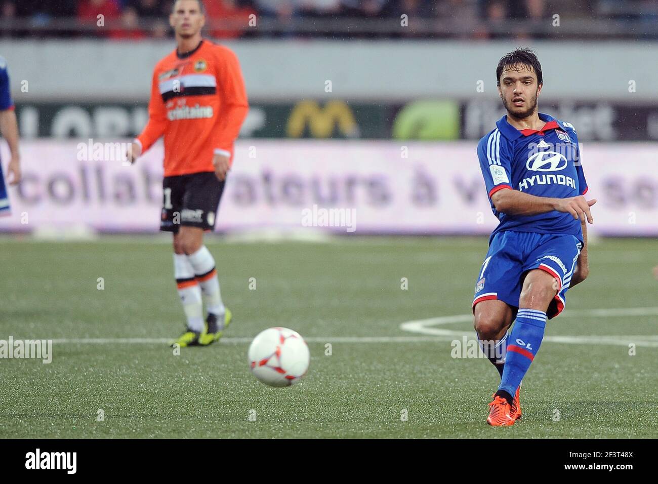 FOOTBALL - FRENCH CHAMPIONSHIP 2012/2013 - L1 - FC LORIENT v OLYMPIQUE LYONNAIS - 7/10/2012 - PHOTO PASCAL ALLEE / DPPI - Clement GRENIER (OL) Stock Photo