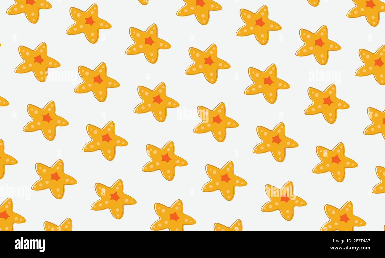 Abstract yellow starfish in doodle style on white background. Design