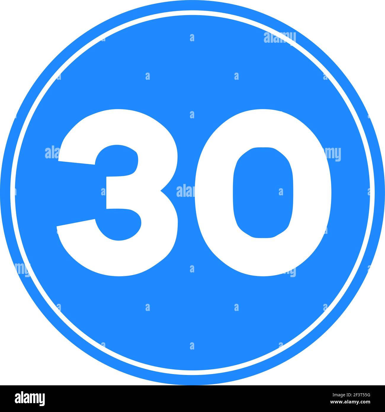 Rounded traffic signal in blue and white, isolated on white background