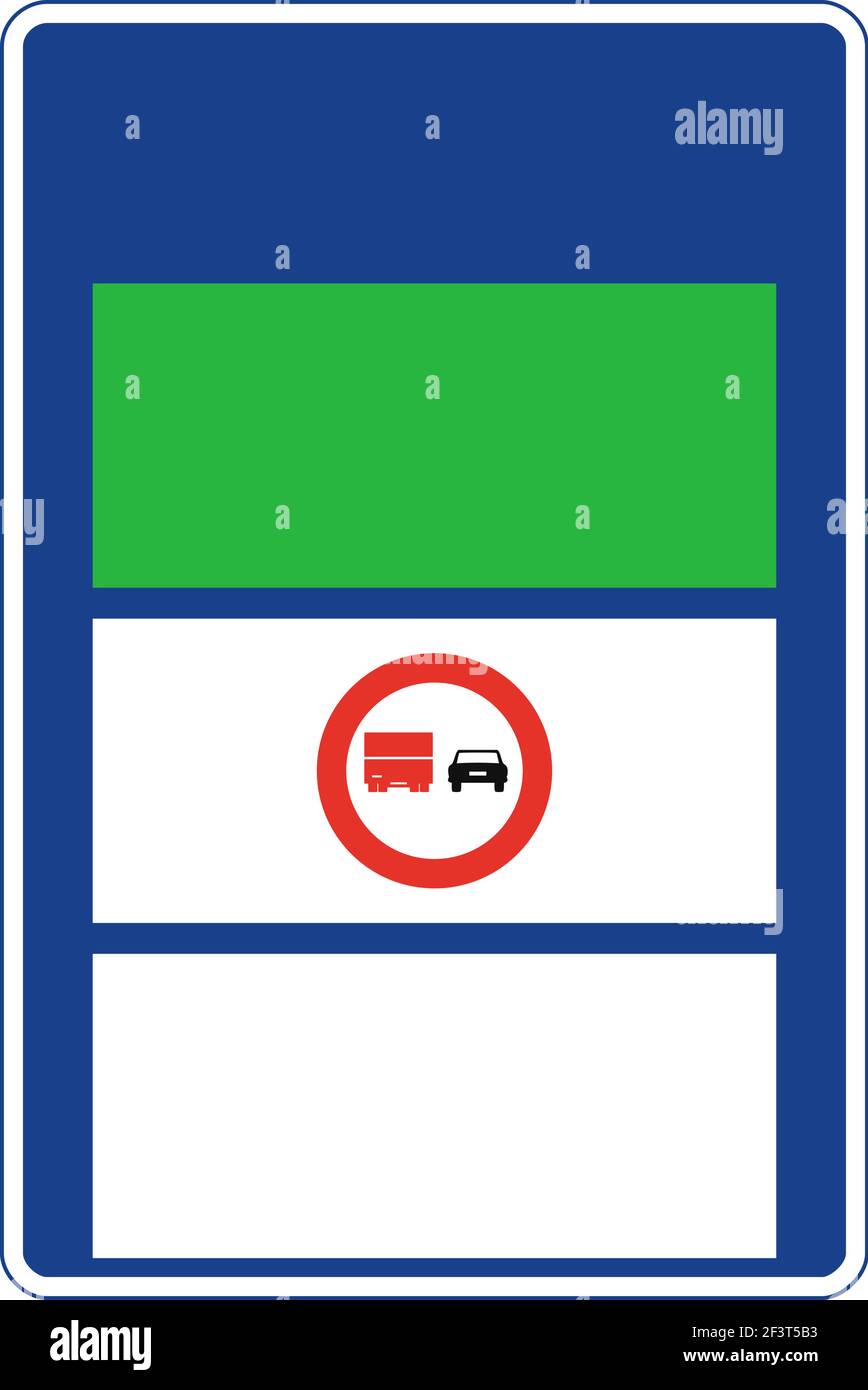 Rectangular traffic signal in blue and white, isolated on white background. Passability in mountain pass Stock Vector
