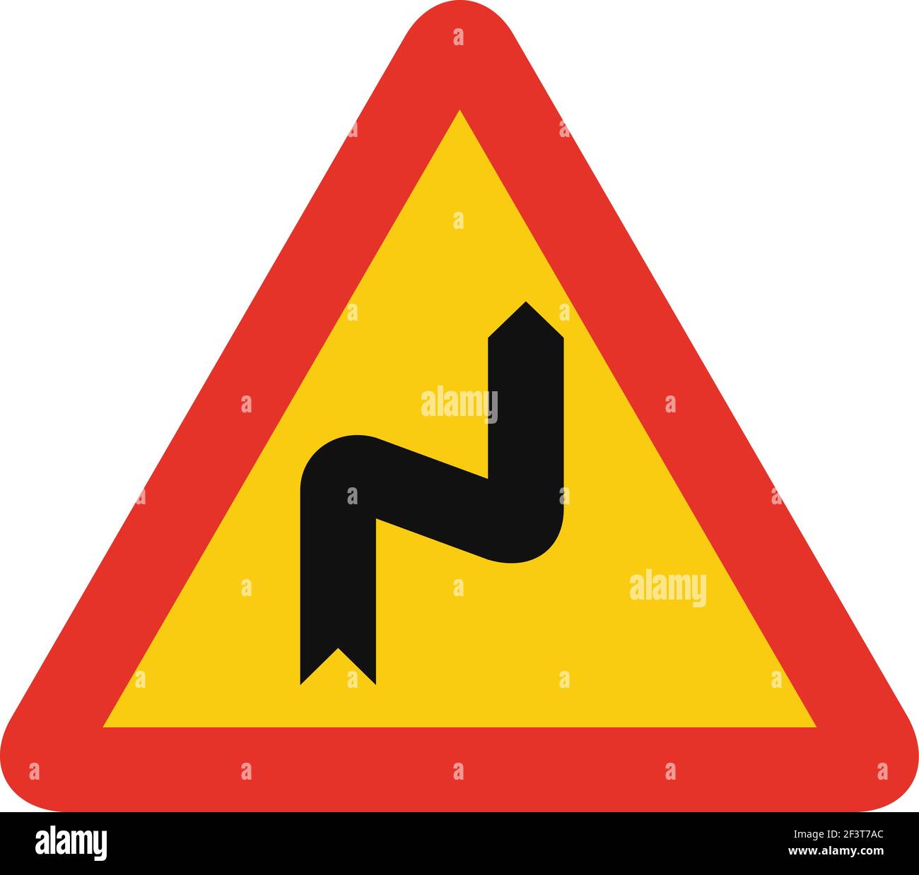 Dangerous turns, warning traffic sign isolated on white background Stock  Photo - Alamy