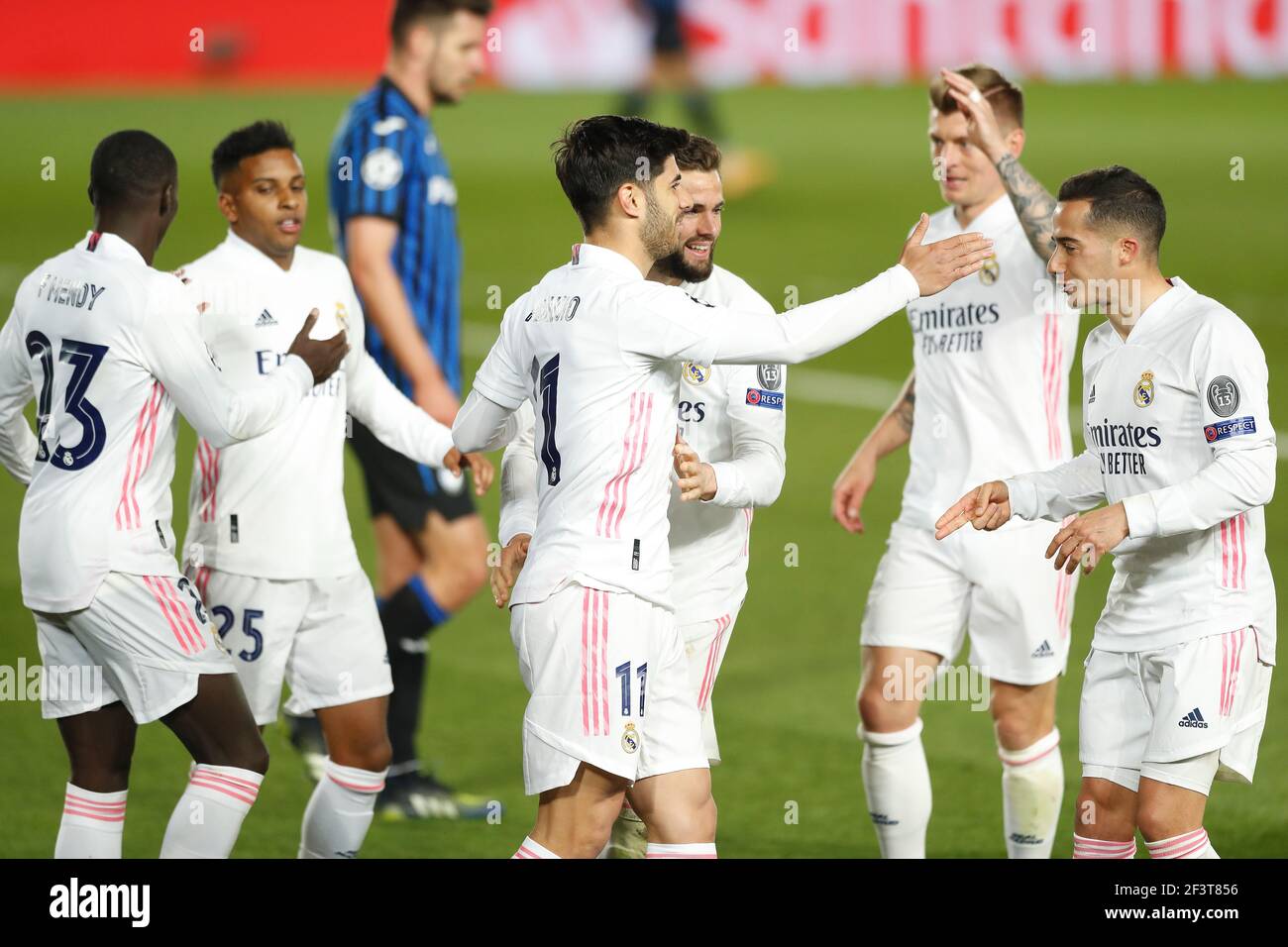 Madrid, Spain. 16th Mar, 2020. Real Madrid team group (Real)  Football/Soccer : Real Madrid team group celebrate after Asensio's goal  during UEFA Champions League Round of 16 2nd leg match between Real