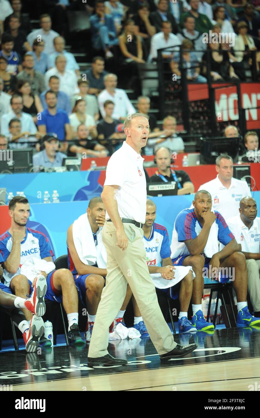 France coach Vincent COLLET during the Group A qualification basketball  match between Russia v France at the EuroBasket 2015 in Montpellier on  September 9 2015. Photo Pascal Allee / Hot sports / DPPI Stock Photo - Alamy