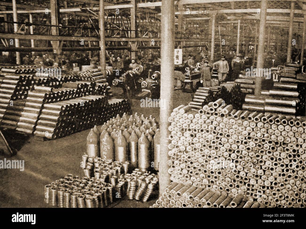 WWI - The interior of an Italian munitions factory. Stock Photo