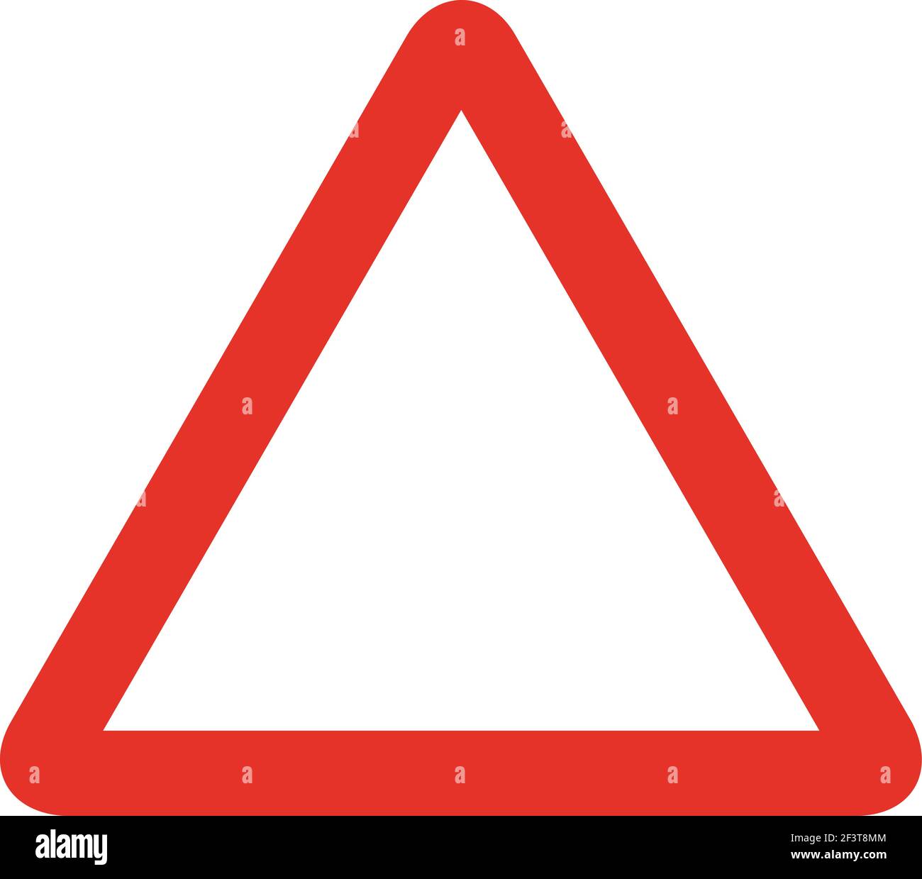 Triangular traffic signal in white and red, isolated on white background. Warning signal Stock Vector