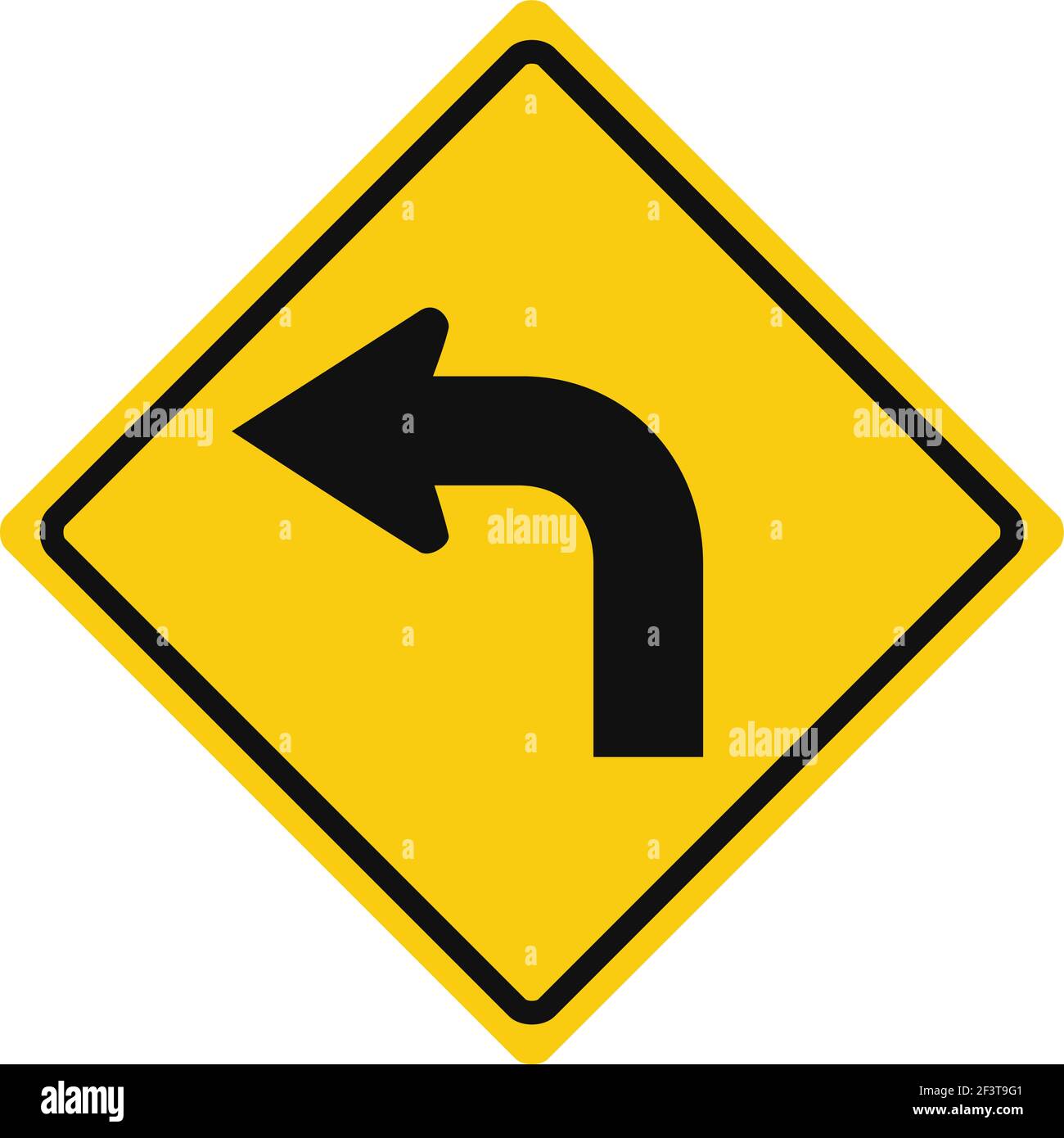 Rhomboid traffic signal in yellow and black, isolated on white