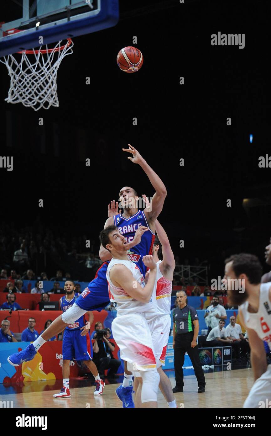 Rudy GOBERT in action during the basketball Euro 2015 semi-final between  France and Spain at