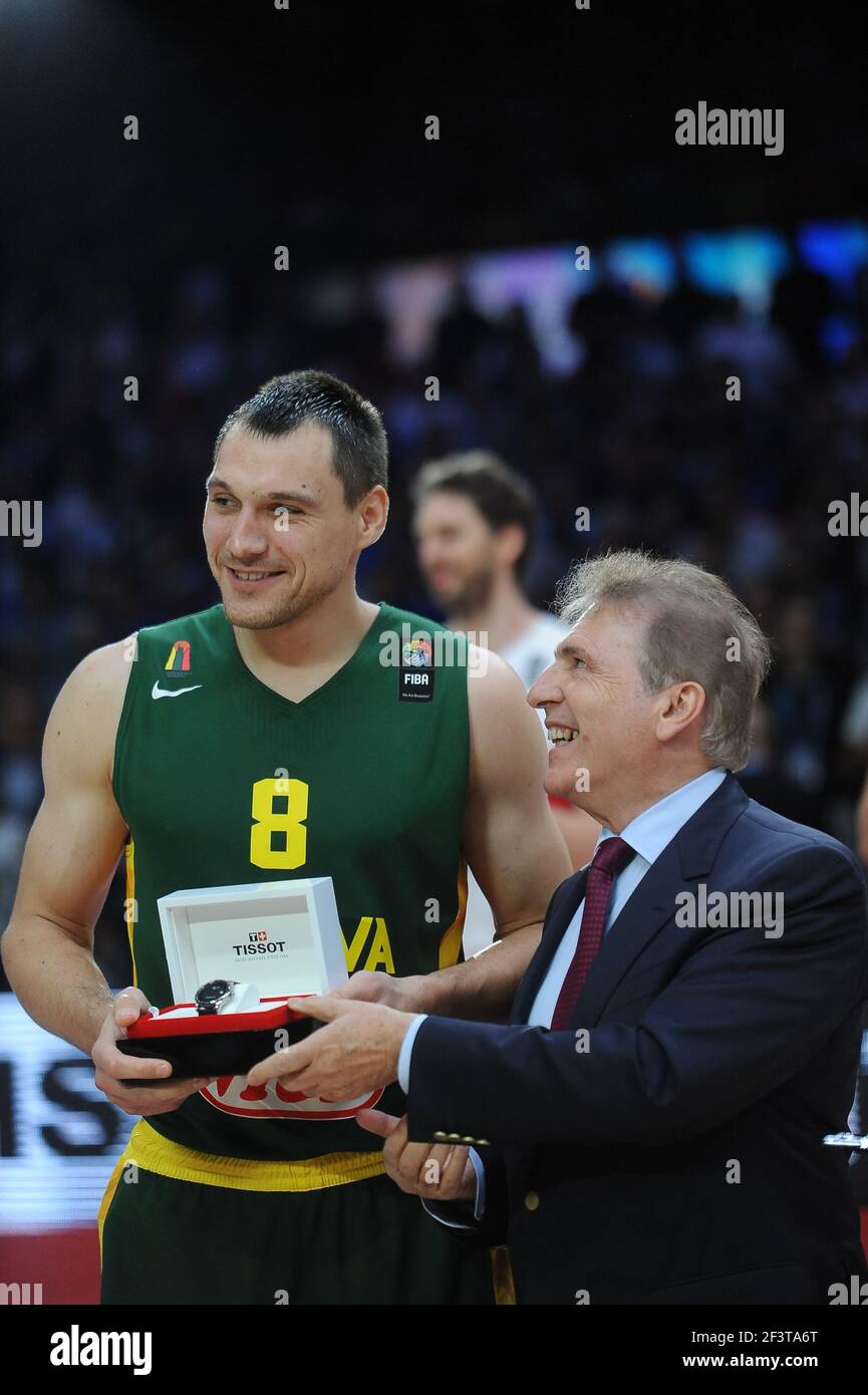 Jonas Maciulis from Lithuania amongst 5 best players during basketball Euro 2015 final between Spain and Lithuania at Pierre Mauroy stadium in Lille, France, on september 20, 2015 - Photo Pascal Allee / Hot Sports / DPPI Stock Photo