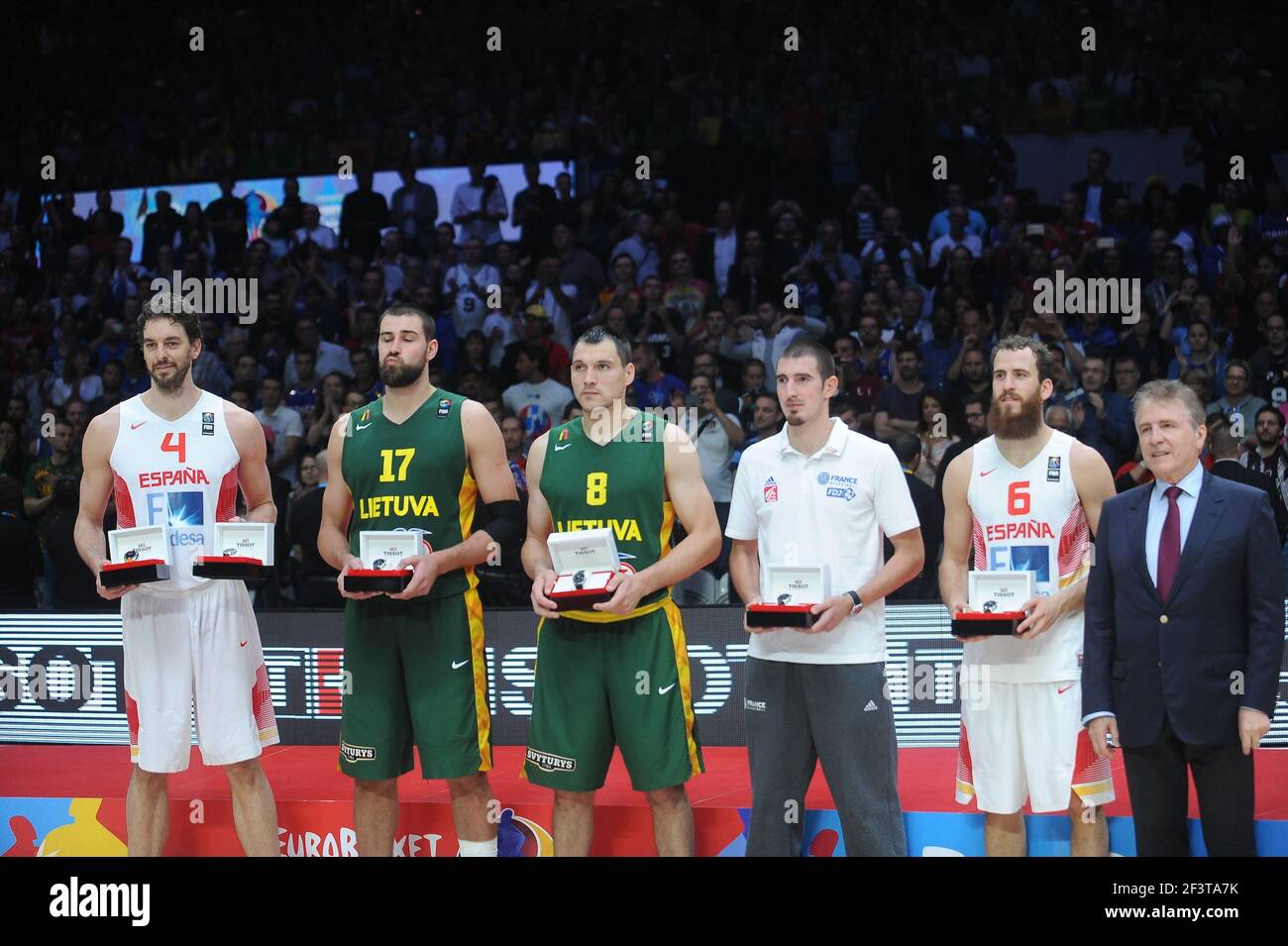 Gasol, Valanciunas, Maciulis, De Colo and Rodriguez elected 5 best players during basketball Euro 2015 final between Spain and Lithuania at Pierre Mauroy stadium in Lille, France, on september 20, 2015 - Photo Pascal Allee / Hot Sports / DPPI Stock Photo