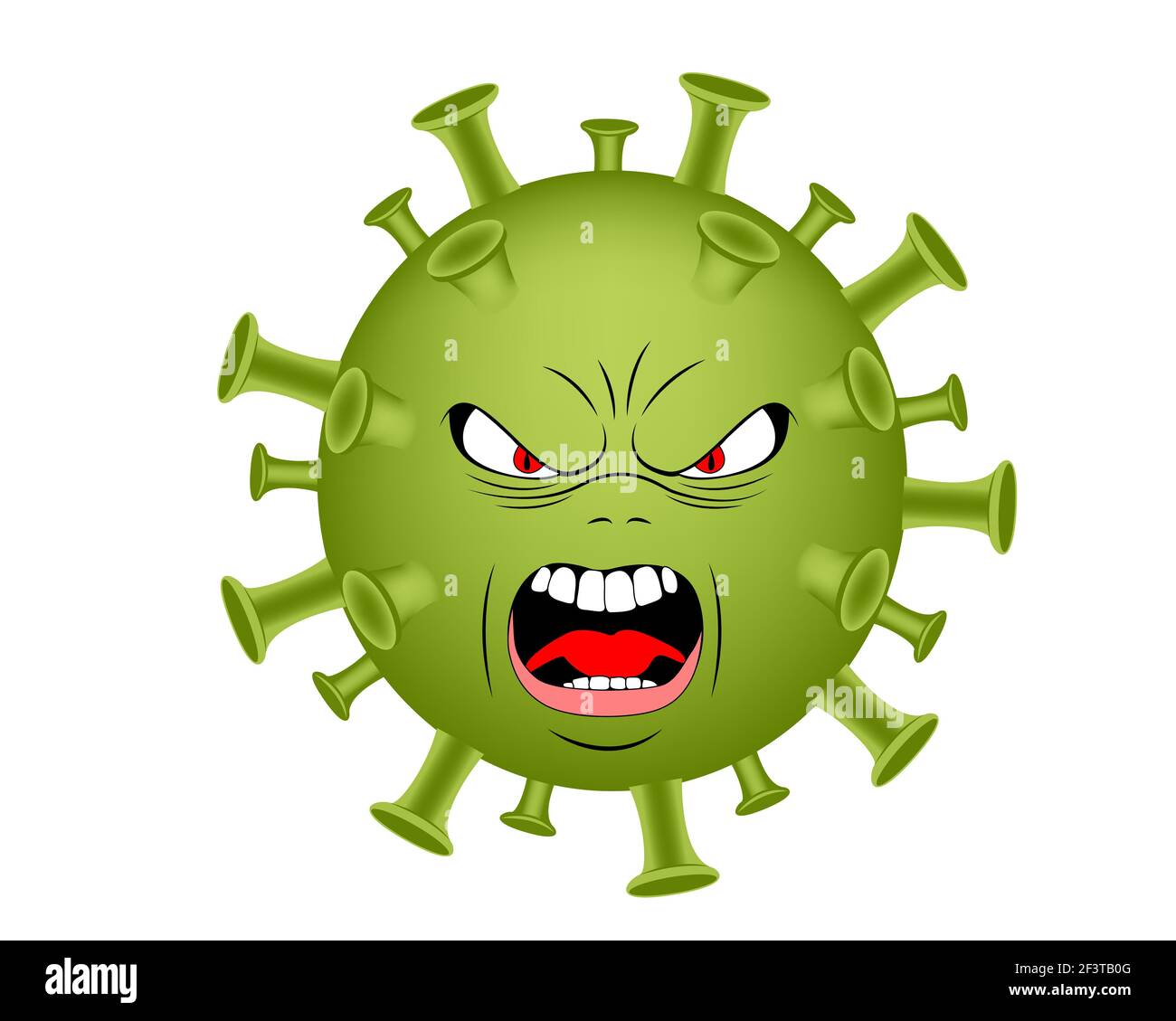 3d illustration of annoying green virus Stock Photo