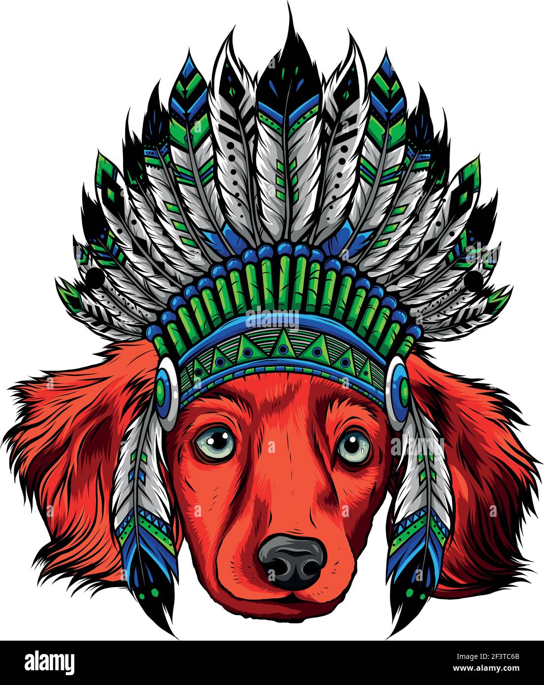 head dog with traditional Indian hat, vector illustration Stock Vector