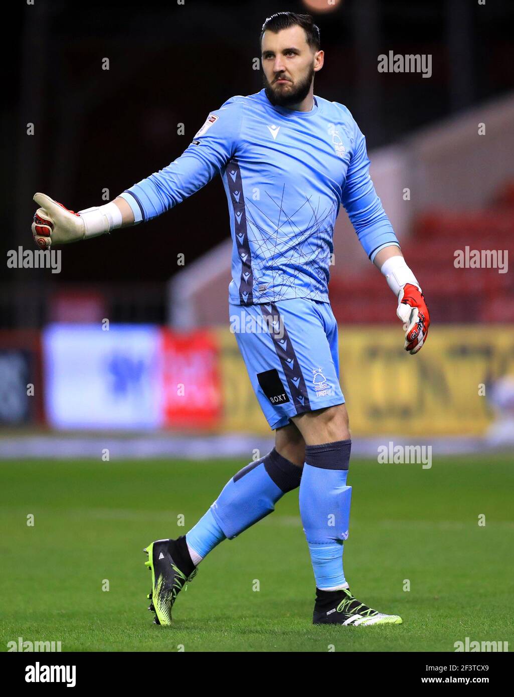 Nottingham Forest goalkeeper Jordan Smith during the Sky Bet Championship  match at the City Ground, Nottingham. Picture date: Wednesday March 17,  2021 Stock Photo - Alamy