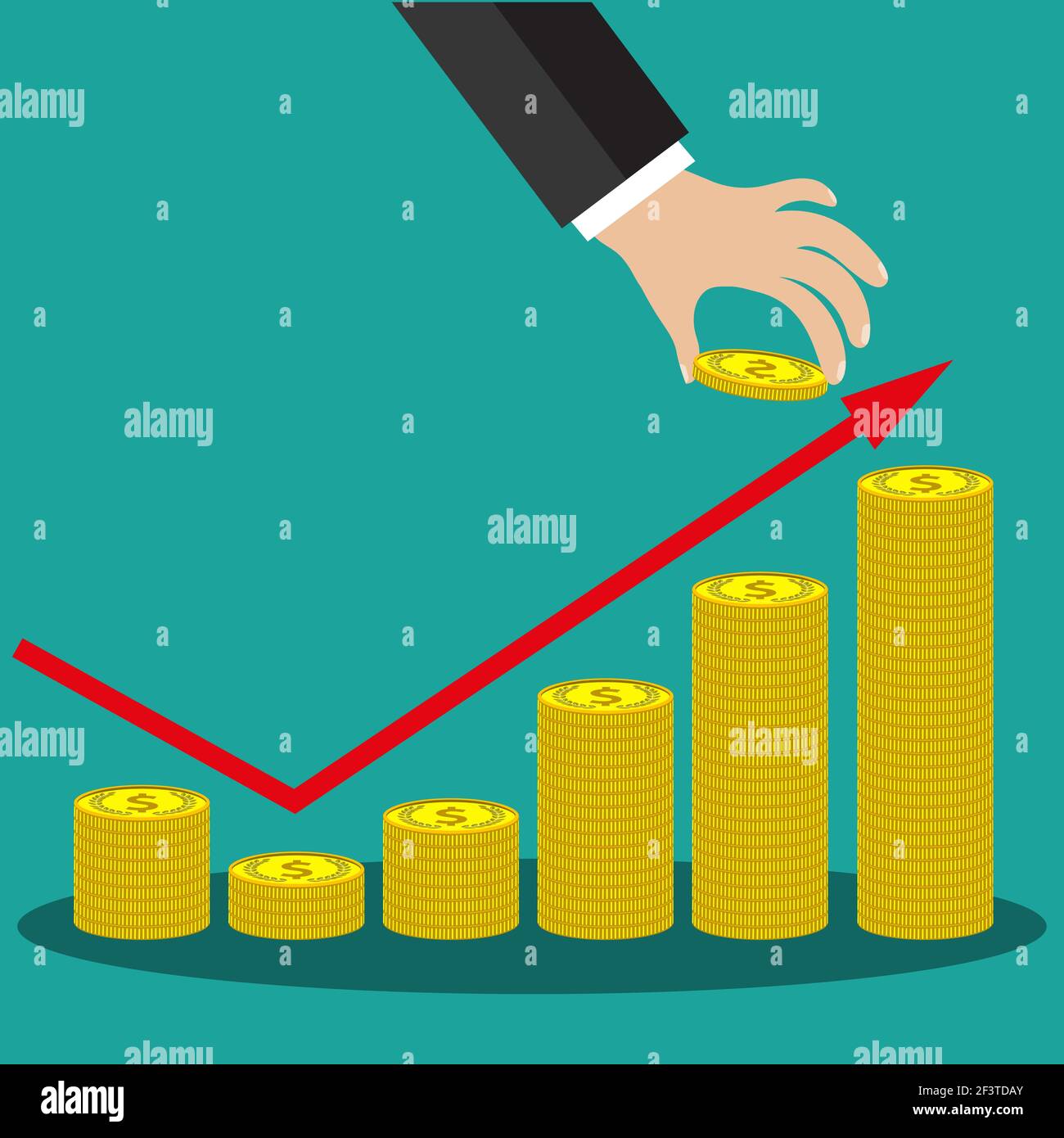 Business man hand hold gold coin Stock Vector Image & Art - Alamy