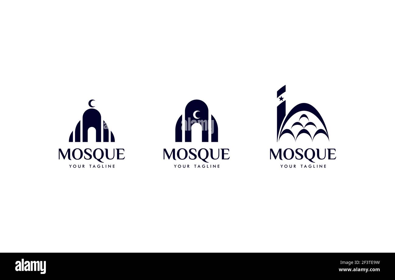 Rounded Mosque Logo Illustration Vector Design Template suitable for islamic graphic element Stock Vector
