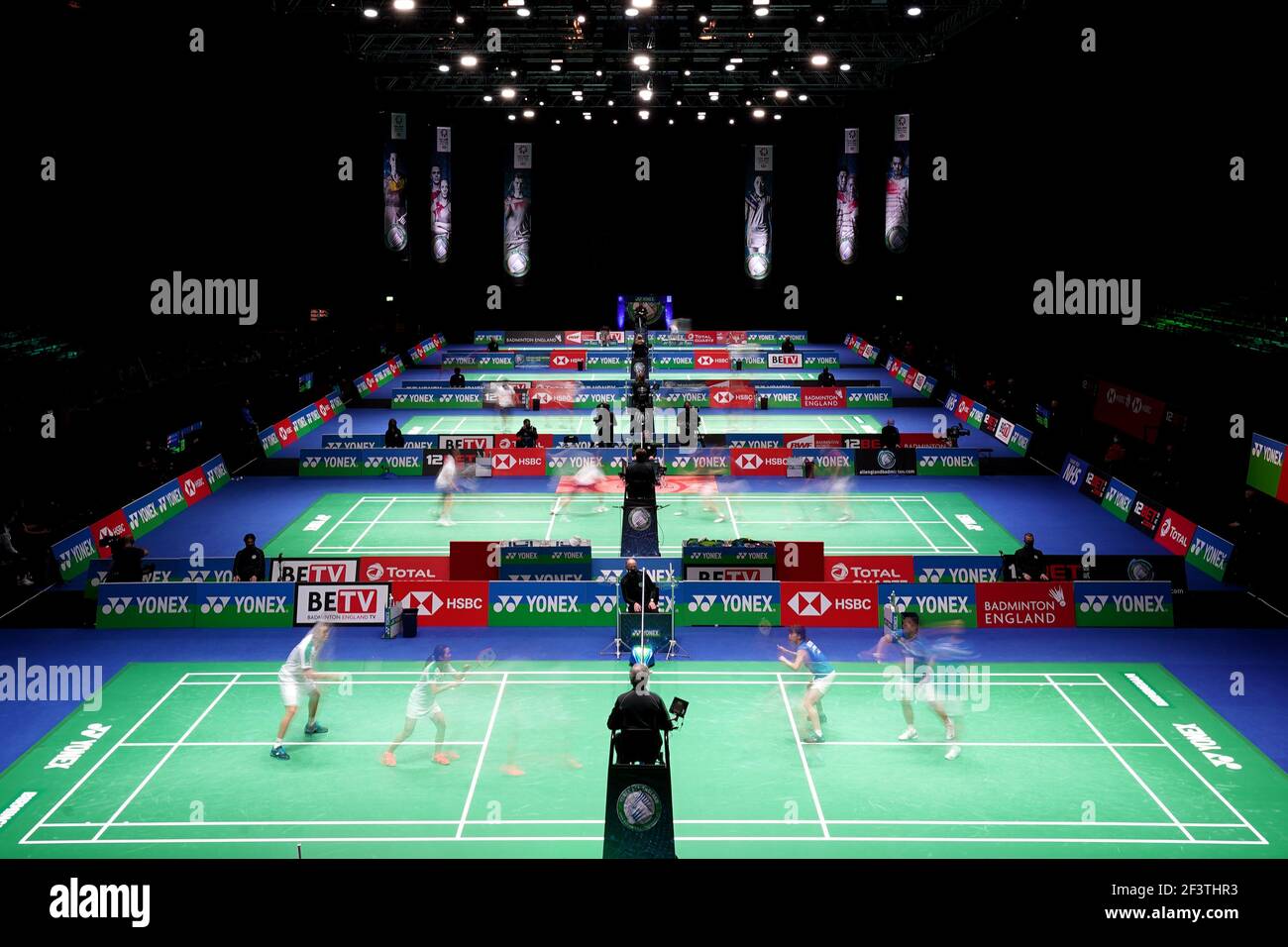 A general view of play during day one of the YONEX All England Open  Badminton Championships at Utilita Arena Birmingham. Picture date:  Wednesday March 17, 2021 Stock Photo - Alamy