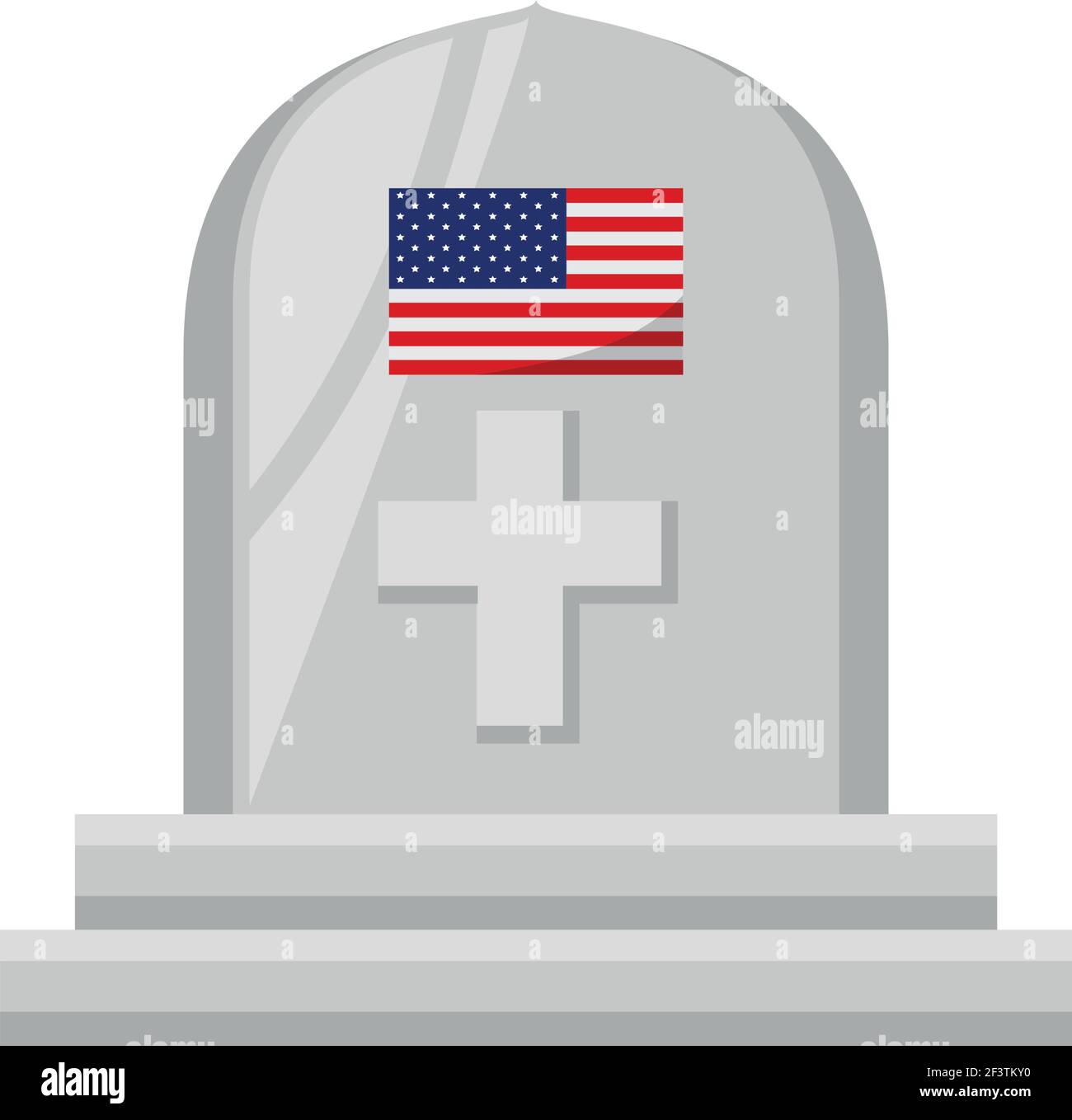 gravestone united states flag isolated Stock Vector