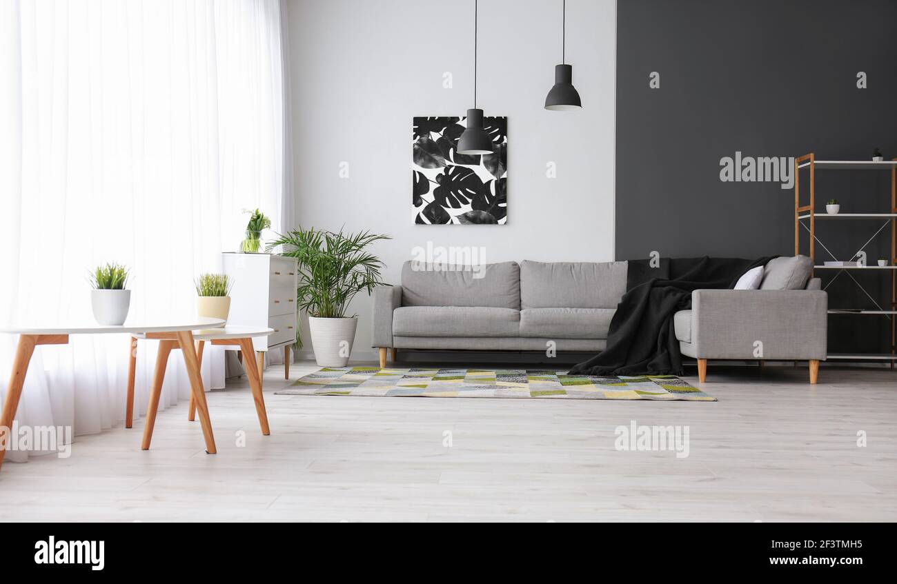 Stylish interior of modern living room Stock Photo - Alamy