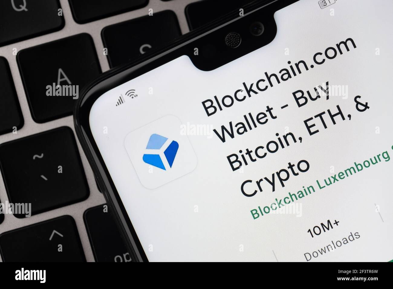 Blockchain.com app seen on the screen on smartphone which is placed on the  laptop keyboard. Stafford, United Kingdom, March 14, 2021 Stock Photo -  Alamy
