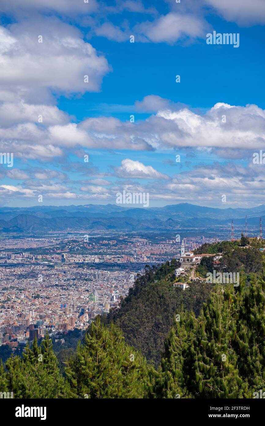 Bogota and Cerro de Monserrate from Cerro de Guadalupe, Colombia Stock Photo