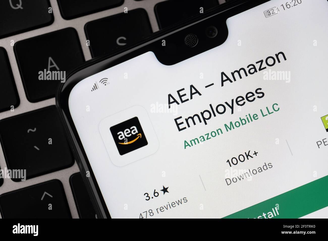 AEA Amazon Employees app seen on the screen on smartphone which is placed  on the laptop keyboard. Stafford, United Kingdom, March 14, 2021 Stock  Photo - Alamy