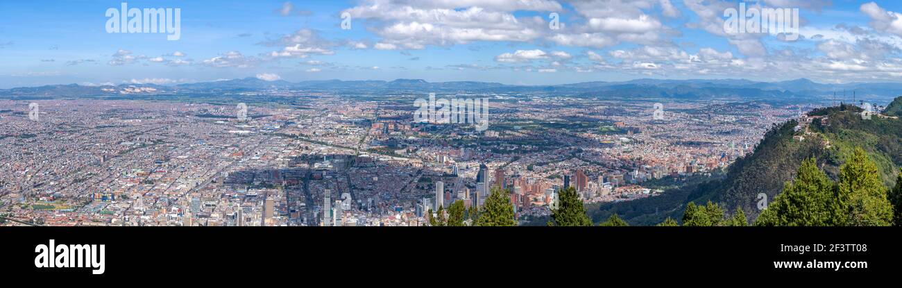 Incredible Panorama over Bogota and Cerro de Monserrate from Cerro de Guadalupe, Colombia Stock Photo
