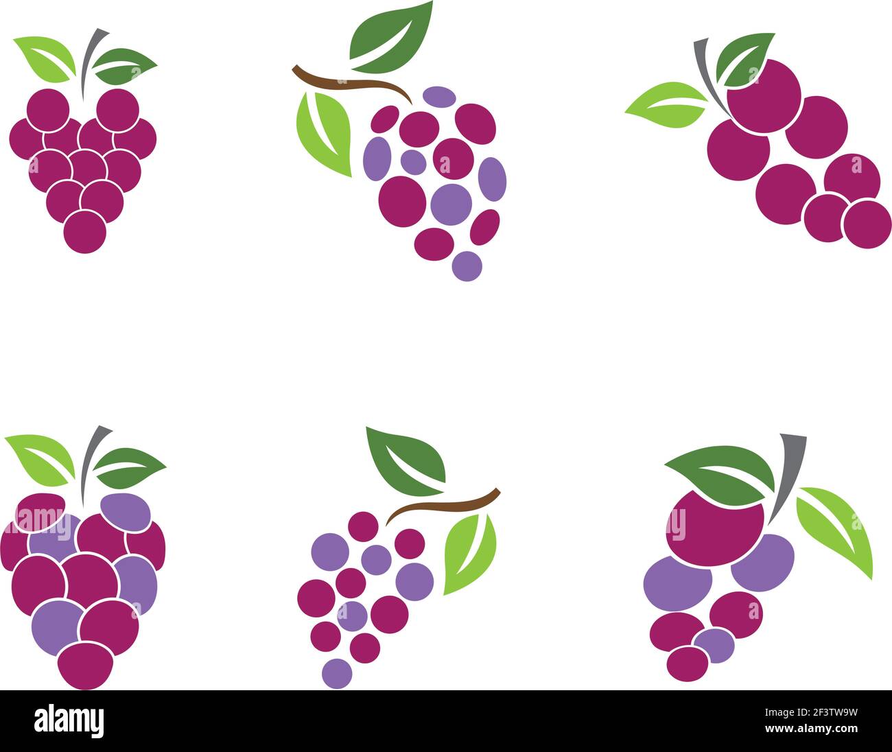 Bunch of wine grapes with leaf icon for food apps and websites Stock Vector