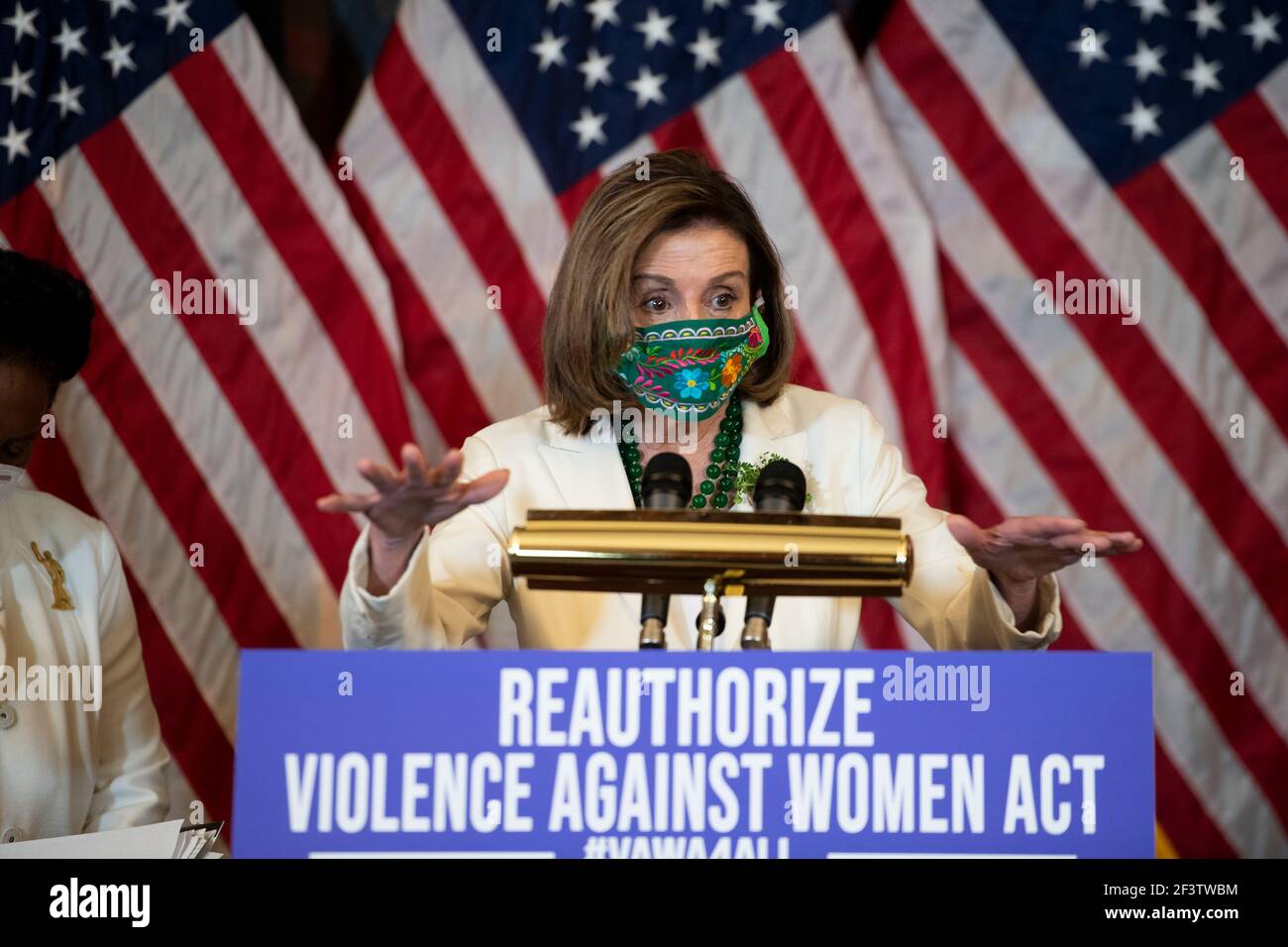 Speaker of the United States House of Representatives Nancy Pelosi (Democrat of California) offers remarks at a press conference regarding the Violence Against Women Act, at the U.S. Capitol in Washington, DC, Wednesday, March 17, 2021. Credit: Rod Lamkey/CNP /MediaPunch Stock Photo