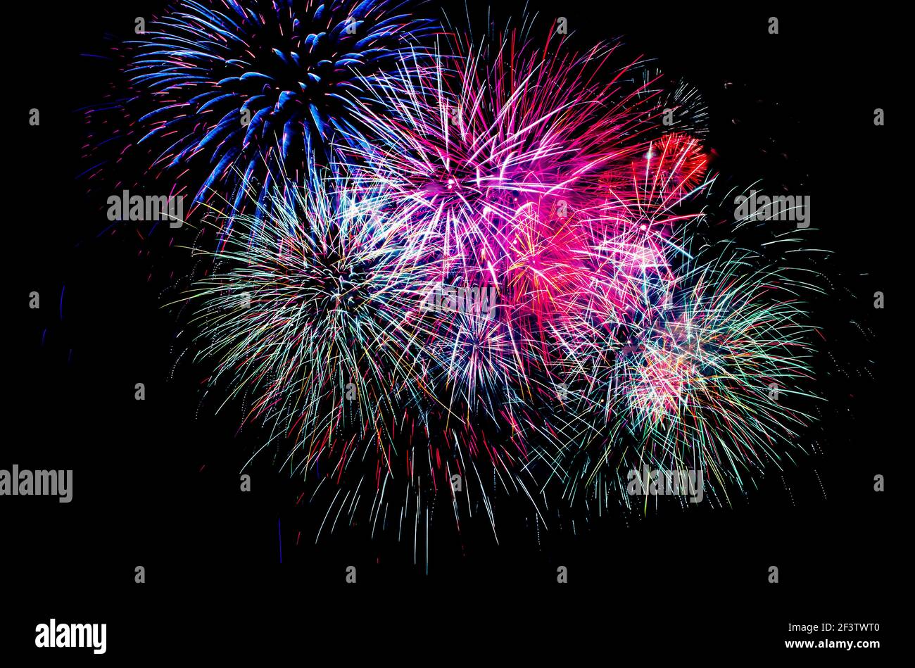 Fireworks in the night sky Stock Photo