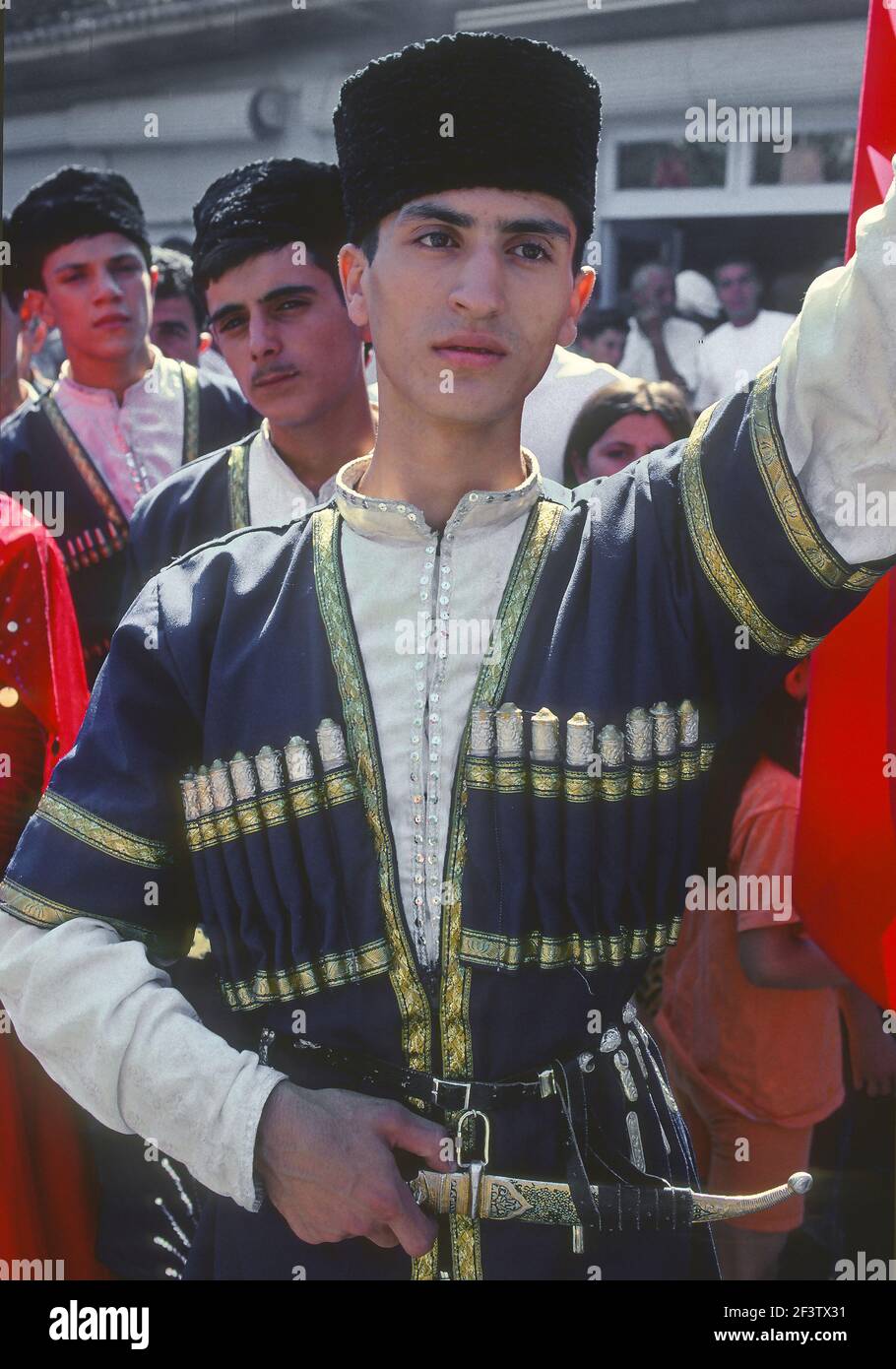 Male dancers in costume Selendi Turkey Stock Photo Alamy